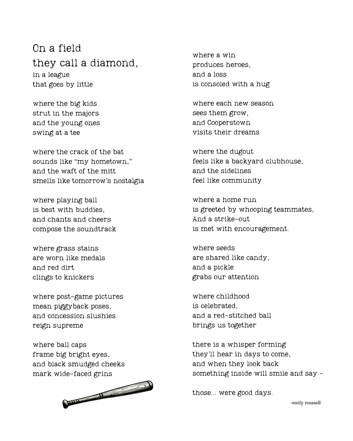 On A Field They Call A Diamond - Poem