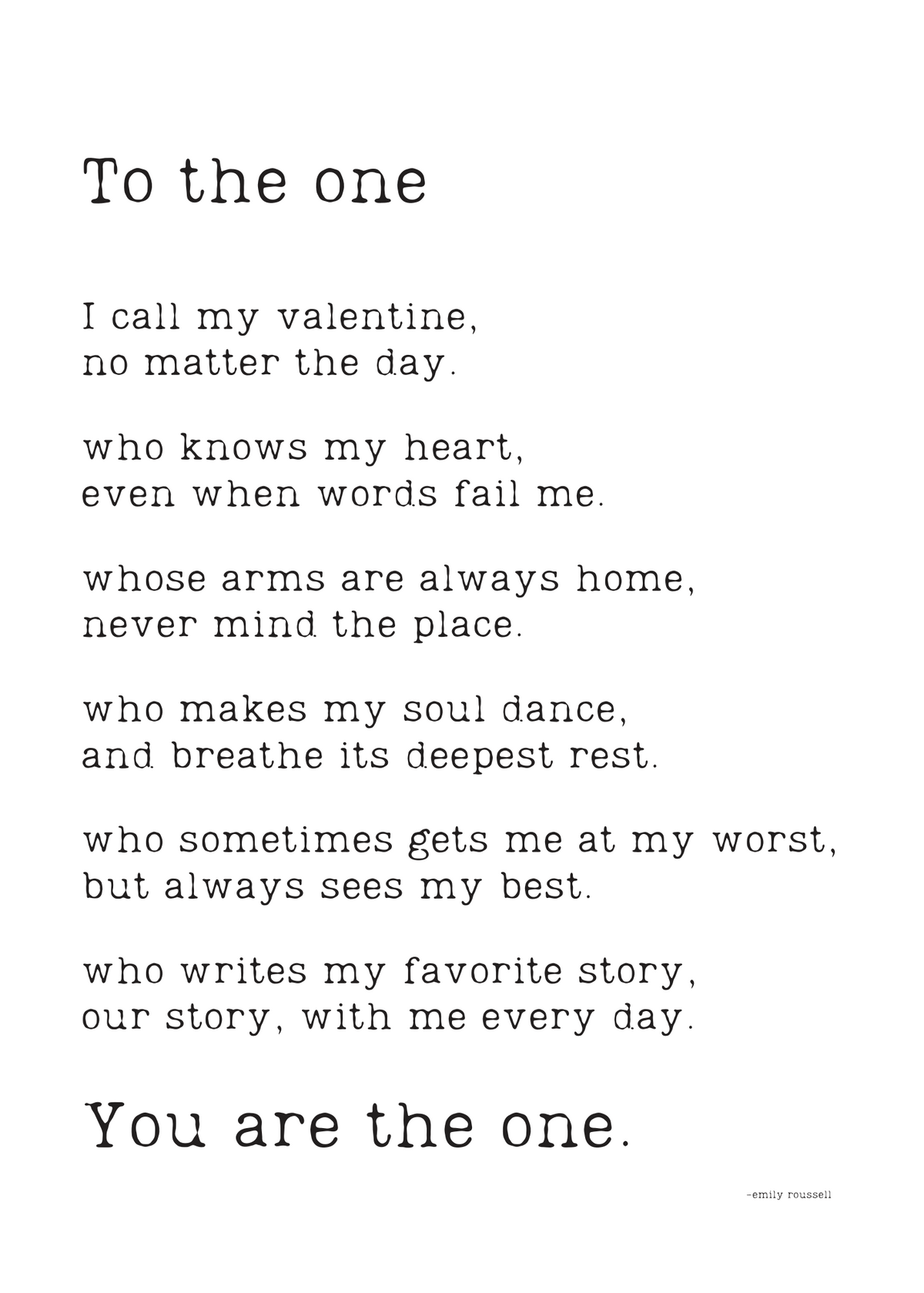 &quot;The One&quot; Poem - Digital Download Simple Text Version